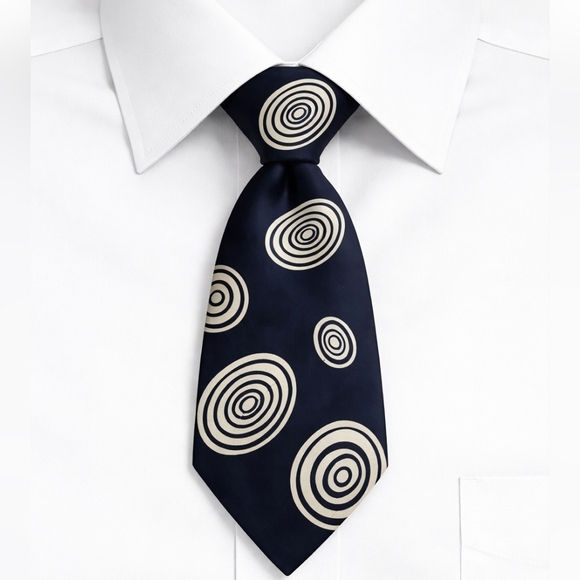Vintage Other - Vintage Italian Navy Blue Bullseye Silk Tie